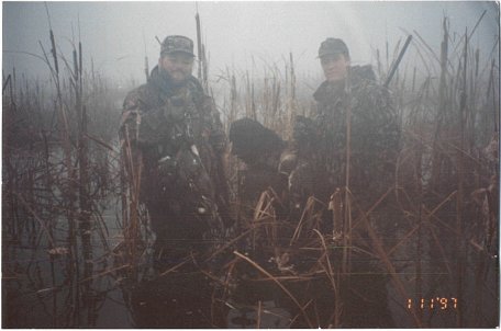 Mendota in the fog, 1997.  Dave Campbell (left) and myself with a couple of limits.  Photo by D.